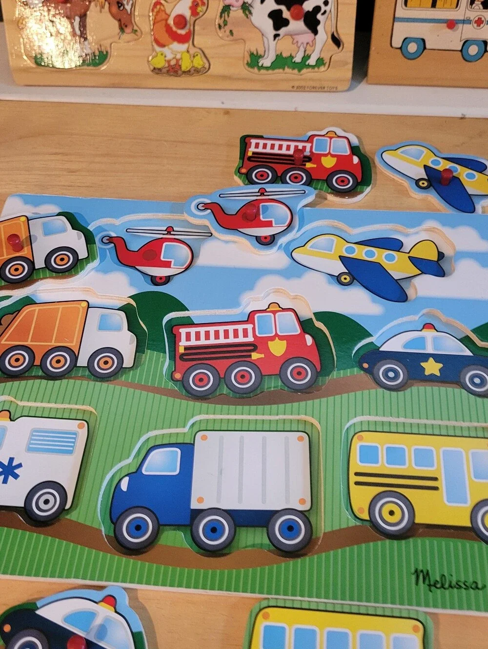 Mixed Lot of 3 Wooden Peg Puzzles Ages 2+ Various Brands Little Hands
